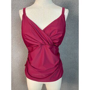 Cupshe Women's Twist Front Ruched Tankini Top Lined Padded Plus 1X Burgundy NWTs